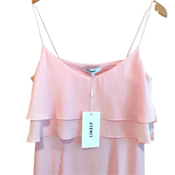NWT LIKELY Monte Ruffle Gown in Light Pink Maxi Dress Spaghetti Strap Size: 8 - Picture 5 of 9
